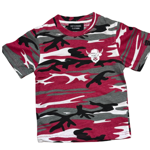 Short Sleeved Camo Red & Grey T-Shirt