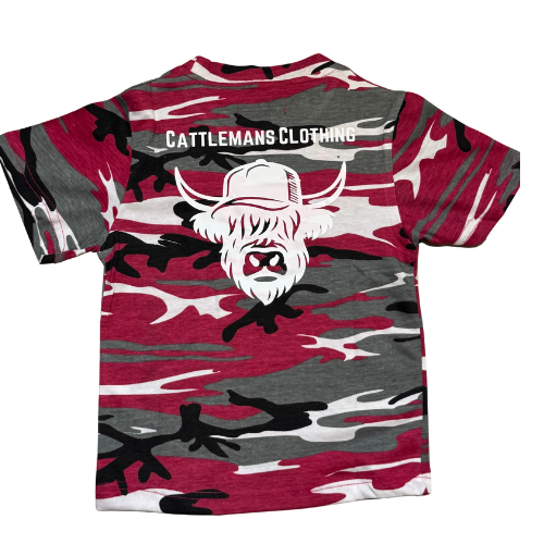 Short Sleeved Camo Red & Grey T-Shirt